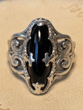 Vintage Carolyn Pollack Relios Sterling Silver & Black Onyx Statement Ring